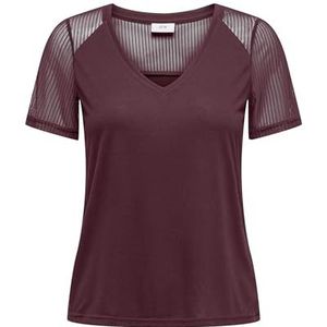 Jdy Stinne S/S Stripe Mesh Top JRS, maroon banner, XL