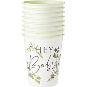 Ginger Ray Botanische Baby Shower Paper Party Cups 8 Pack, Wit, 8 Count (Pack van 1)