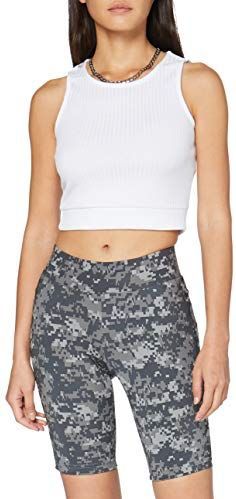 Urban Classics Camo Tech Fietsbroek voor dames, hoge taille, knielange leggings voor vrouwen, verkrijgbaar in vele kleuren, maten XS - 5XL, Dark Digital Camo, 5XL slank