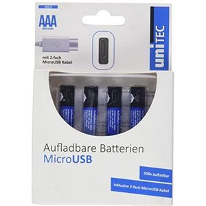 Oplaadbare batterij via micro-USB, 4 x AAA incl. oplaadkabel met 2 USB-poorten