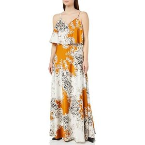 FENIA Dames maxi-jurk met allover-print 19222837-FE02, cognac meerkleurig, M, cognac, meerkleurig, M