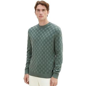 TOM TAILOR Basic gebreide herentrui met structuur, 19643-green dust, L