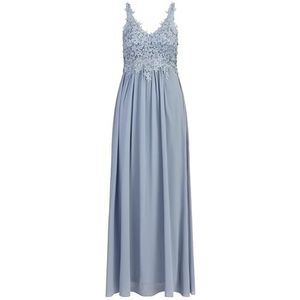 Apart avondjurk van hoogwaardig polyester materiaal met ruguitsnijding, blauw (rook), 38