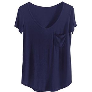 Sykooria Sport-T-shirt voor dames, korte mouwen, basic T-shirts, zomer, sneldrogend, casual, voor yoga, training, A - donkerblauw, XL