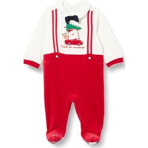 Chicco, Chenille kerstjumpsuit met voet, Kind 0-24, Rood (830), 6 maanden