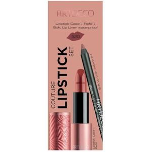 ARTDECO Couture Lipstickset, navulbare lippenstifthuls, lipstick navulling met SPF 15 & Soft Lip Liner waterdicht, 1 set