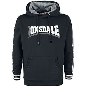 Lonsdale Heren Ebford Sweatshirt met capuchon, zwart/wit/grijs., L