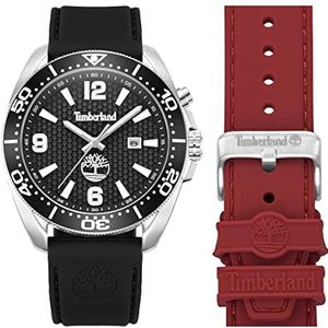 Timberland Analoog kwartshorloge voor heren met siliconen armband TDWGN0010001, zwart, Modern