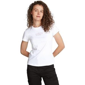 Calvin Klein Jeans Dames geschetst CK Slim TEE S/S T-shirt, helder wit, L, Helder Wit, L