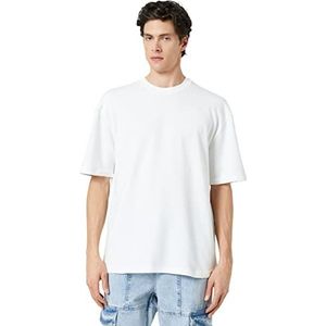 Koton Basic oversized T-shirt voor heren, ronde hals, korte mouwen, wit (000), M