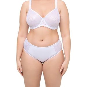 Ulla Popken Dames grote maten grote maten plus size bodyforming-korsetbroek, jacquard-kant, midiform 810438, sneeuwwit, 58/60