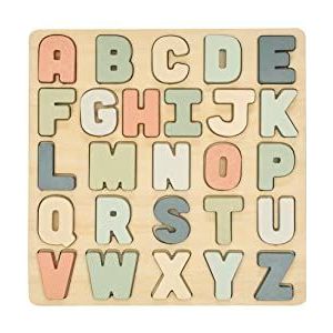 Pearhead Houten alfabet puzzel, kleurrijke ABC-letters, interactief leerbord, educatief speelgoed, cadeau voor baby's en peuters voor jongens of meisjes