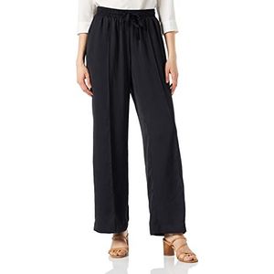Taifun Palazzo-broek voor dames, van gerecycled polyester, vrije tijd, lange palazzo-broek, effen kleur, normale lengte, marineblauw, 34
