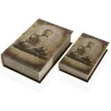 Versa Decoratieve boekenbox Boeddha canvas hout MDF 7 x 27 x 18 cm