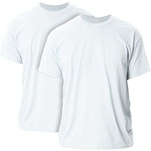 Gildan Katoenen T-shirt voor heren (Pack van 2), Wit, 4XL