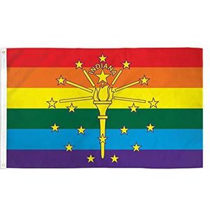 Indiana Regenboogvlag 150x90cm - Gay Indiana vlag 90 x 150 cm - Vlaggen - AZ VLAG
