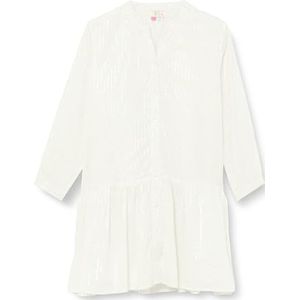 MIMO Meisjeszomerjurk 24927415-MI01, wolwit met zilveren strepen en stippen, 122, Wolwit met zilveren strepen en stippen, 122 cm
