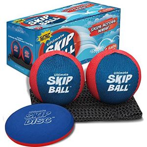 Ultimate Skip Ball (Rood/Blauw) Leuk strandspeelgoed en waterspelletjes voor jongens, tieners en cadeaus voor mannen die alles hebben - Coole zomerverjaardagscadeautjes voor familie, zoon, kleinzoon, neef, broer, beste vriend