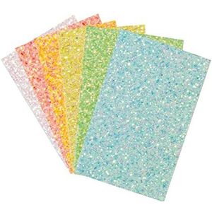 Rayher Glitterpapier vellen in pasteltinten, A5 knutselpapier voor scrapbooking, kaarten maken en kinderhandwerk, diverse pastelkleuren, 12 vellen, 14,8 x 21 cm, 67387000