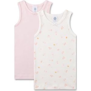Sanetta Meisjesonderhemd (dubbelpak) off-white | Hoogwaardig en duurzaam katoenen onderhemd voor meisjes. Inhoud: set van 2 ondergoed voor meisjes, beige, 128