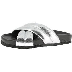 Andrea Conti Damessandalen platte slipper, zwart/zilver, 41 EU, zwart, zilver, 41 EU