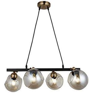 Homemania 1515-73-04 Hanglamp, plafondlamp, kroonluchter, glas, metaal, zwart/goud, 50 x 50 x 100 cm, 4 x E27, Max 40 W