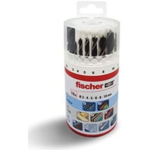 Fischer Professionele borenset, 18-delig, veelzijdig voor muur, hout, metaal, gesorteerde set met diameters van 3 tot 10 mm, hoge kwaliteit en duurzaamheid, voor doe-het-zelvers en professionals,