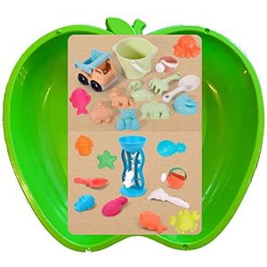 thorberg Zandbak zandbak in appelvorm XL in 4 kleuren! Pierenbadje zandschelp (1x groen + 24-delig biologische set)