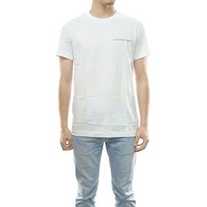 Calvin Klein Jeans Institutionele slanke Ss Tee S/S T-shirts voor heren, Helder Wit, XXS