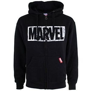Marvel Heren Logo Distress Hoodie met lange mouwen, Zwart, S