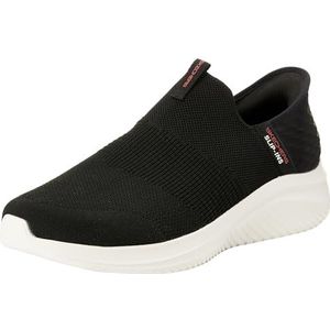 Skechers Ultra Flex 3.0 Smooth Step Sneakers voor heren, Zwarte gebreide rode rand, 46 EU