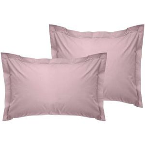Luxe Oxford satijnen kussensloop set (2 stuks), lichtroze, 80 x 80 cm, 100% katoen satijn, 125 gr/m², zacht en elegant voor een rustige slaap