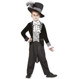 Dark Mad Hatter Costume, Black & White, Jacket, Mock Shirt & Hat, (M)