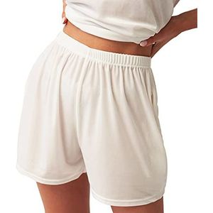 OHS Fluwelen elastische shorts voor dames, comfortabel en loungewear, crme, M/L
