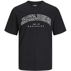 JACK&JONES PLUS JJECALEB Varsity Tee SS O-Neck NOO PLS, zwart, 5XL