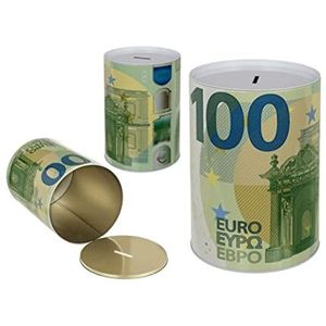 Objet de Décoration/Grote XXL Metalen Spaarpot ""100 EURO Bankbiljetten"" / Afmetingen: 15 x 15 x 22 cm