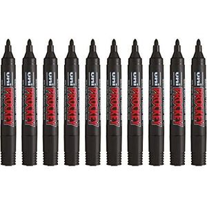 Uni Ball - Uni Mitsubishi Pencil – permanente marker geurloos Uni Prockey PM122 – multifunctionele – waterbasis, geurneutraal – medium conische punt 1,2 – 1,8 mm – zwart – 10 stuks