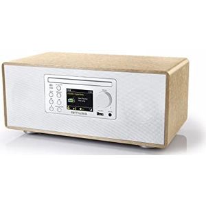 MUSE M-695 Hi-Fi systeem in wit, met DAB-radio, Bluetooth, cd-speler, twee geïntegreerde luidsprekers, in echt houten behuizing