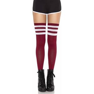 Leg Avenue 6605 - Athlete over the knee socks, Einheitsgröße, Burgunder, Weiß