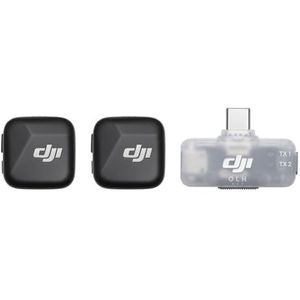 DJI Mic Mini (2 TX + 1 mobiele RX), draadloze microfoon voor iPhone/Android, Plug-and-play, compact en lichtgewicht, koppelen tussen verschillende modellen, audio van hoge kwaliteit, ruisonderdrukking