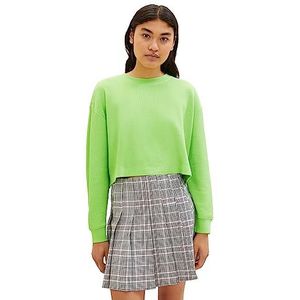 TOM TAILOR Denim Cropped Basic sweatshirt voor dames, 12318, liquid lime green, L