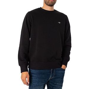 GANT REG Shield C-Neck Sweatshirt, heren, zwart, standaard, zwart, M
