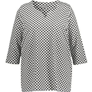 Ulla Popken, Dames grote maten, T-shirt met Check Minimal, zwart, 42/44 Grote maten