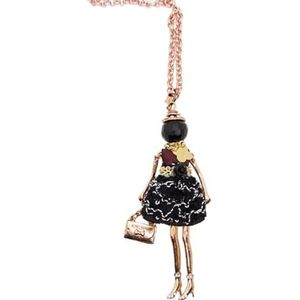 Le Carose Klassieke halsketting voor dames. Halsketting van rosé verzinkt brons, lengte 80 cm, hanger 10 cm en 1,5 cm haak, volledig handgemaakte jurk, M, brons, geen edelsteen, M, brons, geen