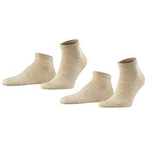 FALKE Heren Korte sokken Happy 2-Pack M SN Katoen Kort eenkleurig Multipack 2 Paar, Beige (Sand Melange 4650), 43-46