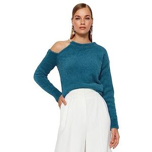 Trendyol FeMan Regular fit Basic Crew Neck Knitwear Trui, Olie, M, Olie, M