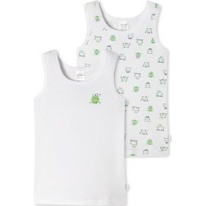 Schiesser Jongens 2 Pack onderhemd fijn geribbeld 100% biologisch katoen maat 140 ondergoed, gesorteerd 1_181048, 92, Gesorteerd 1_181048, 92 cm