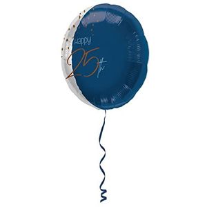 Folat 66725 Folieballon Elegant True Blue 25 Jaar - 45cm