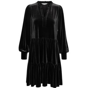 Jurk - Zwart - Relaxed Fit - Midi Lengte - 3/4 Mouwen