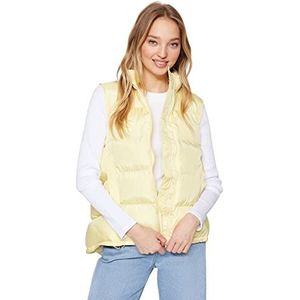 Trendyol Dames Regular Fit Basic Staande Kraag Geweven Vest Trui, Geel, M